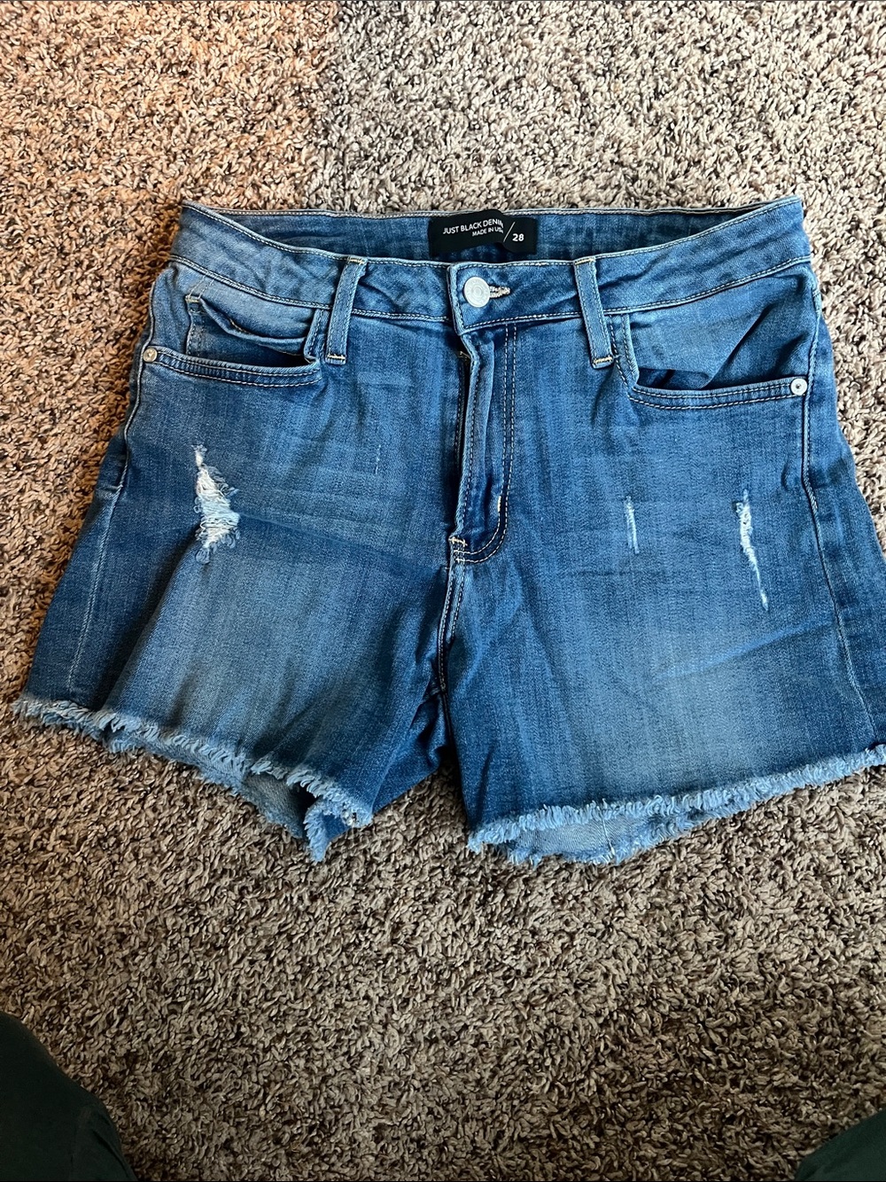 Just Black Indigo Rolled Hem Jean Shorts